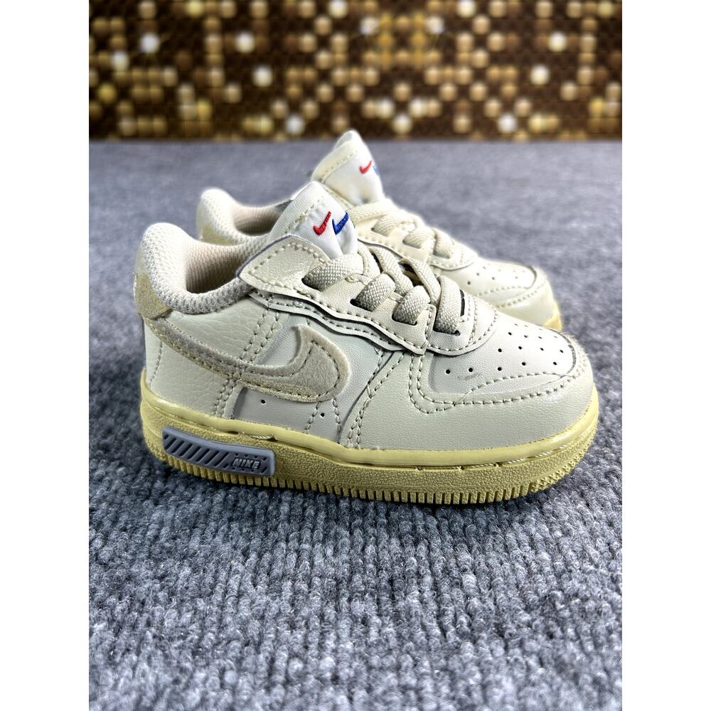 Nike Air Force 1 Low Toddler Shoes Size 5C Sail Cream Multi Swoosh Hook & Loop - Picture 5 of 7